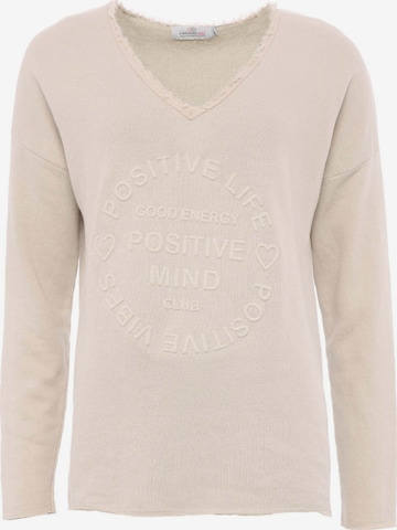 Sweat-shirt Zwillingsherz en beige : devant
