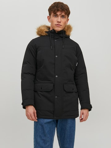 JACK & JONES Winterparka 'Winner' in Zwart: voorkant