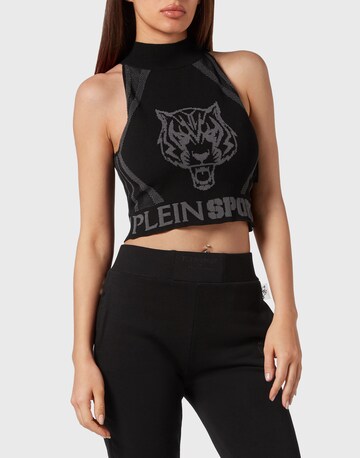 Plein Sport - Top de punto en negro: frente