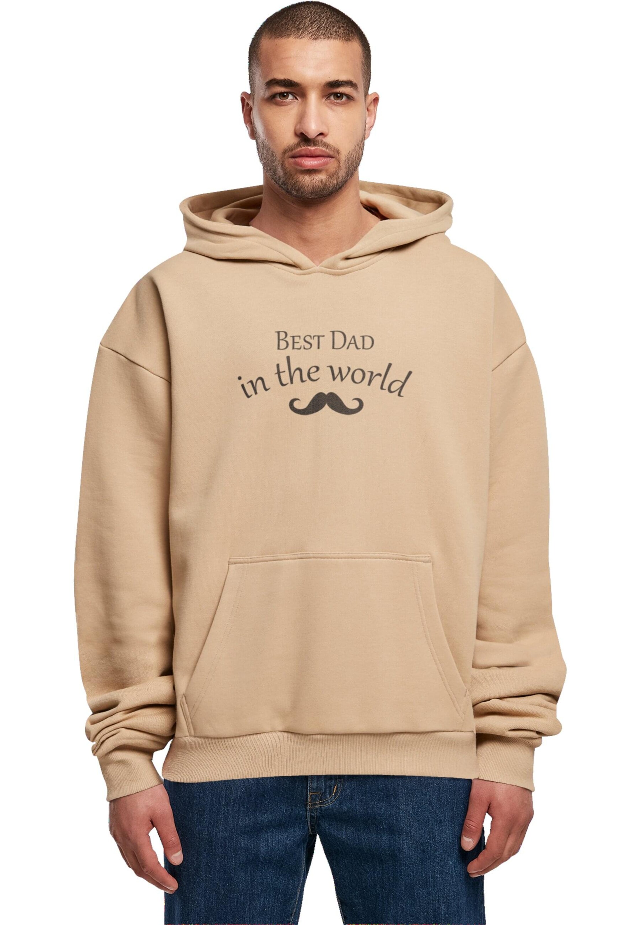 Merchcode Sweatshirt 'Fathers Day - Best Dad In The World 2' in Beige: voorkant