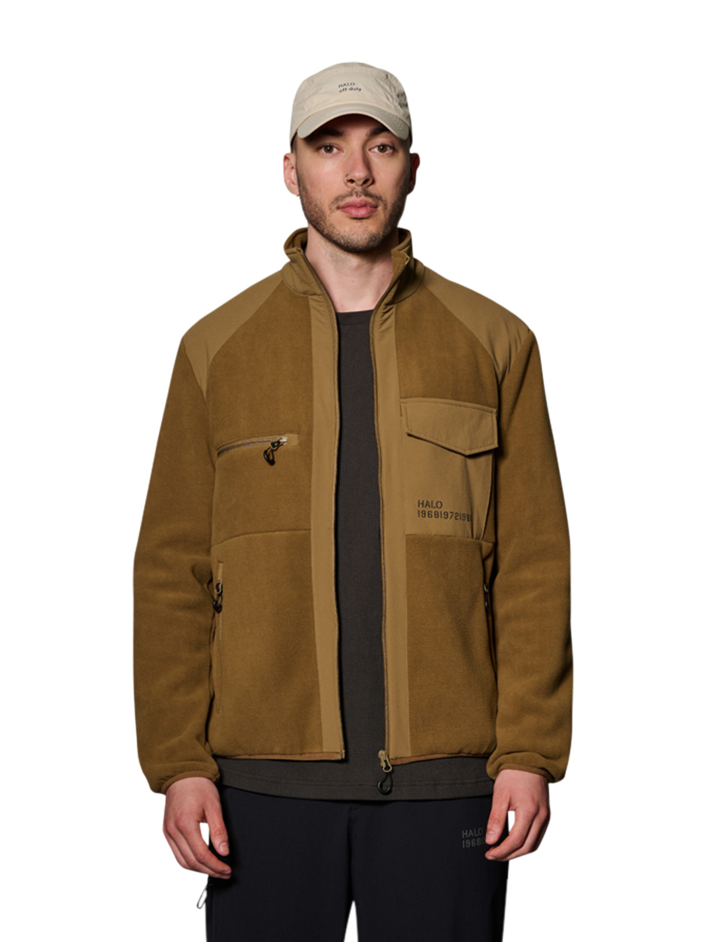 HALO Fleece jas in Bruin: voorkant