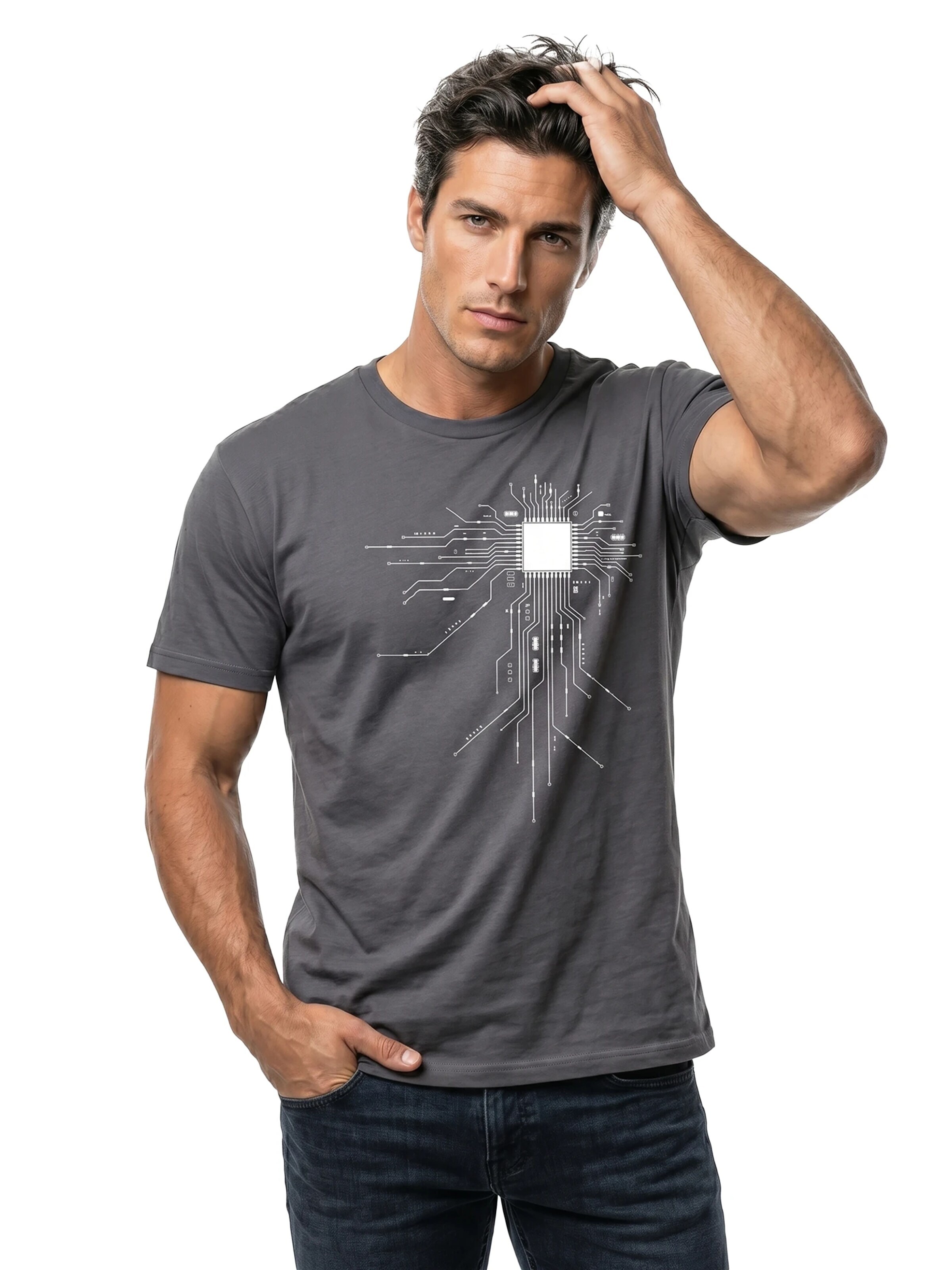 MAKAYA Shirt 'CPU' in Grey