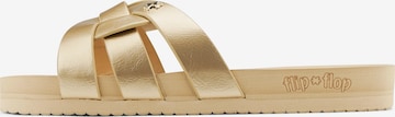 FLIP*FLOP Mules in Gold: front