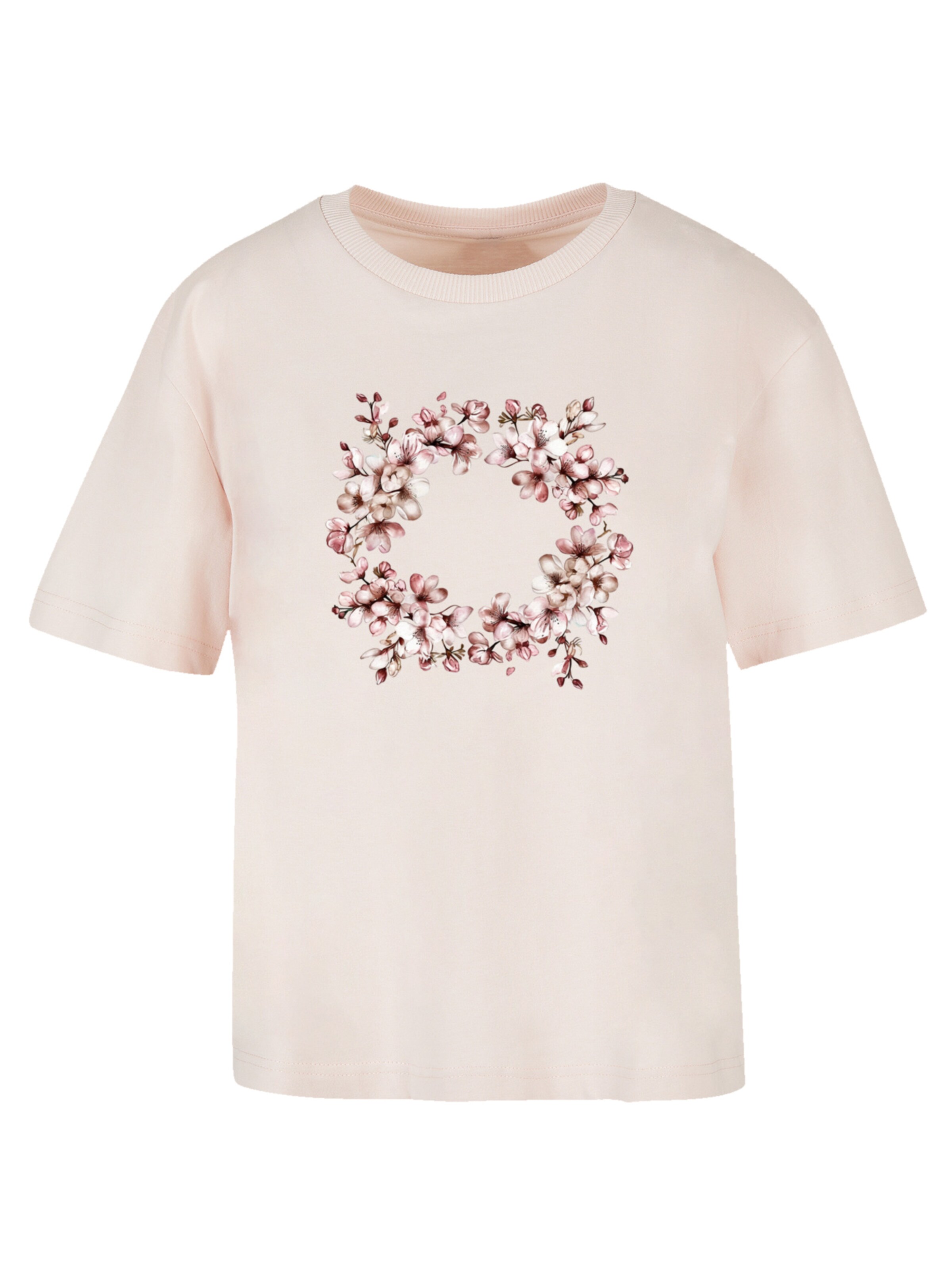 F4NT4STIC Shirt 'Rosa Frühlings Blumenkranz Dekor' in Roze: voorkant
