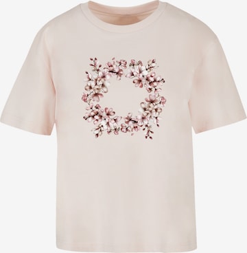 F4NT4STIC T-Shirt 'Rosa Frühlings Blumenkranz Dekor' in Pink: Vorderseite