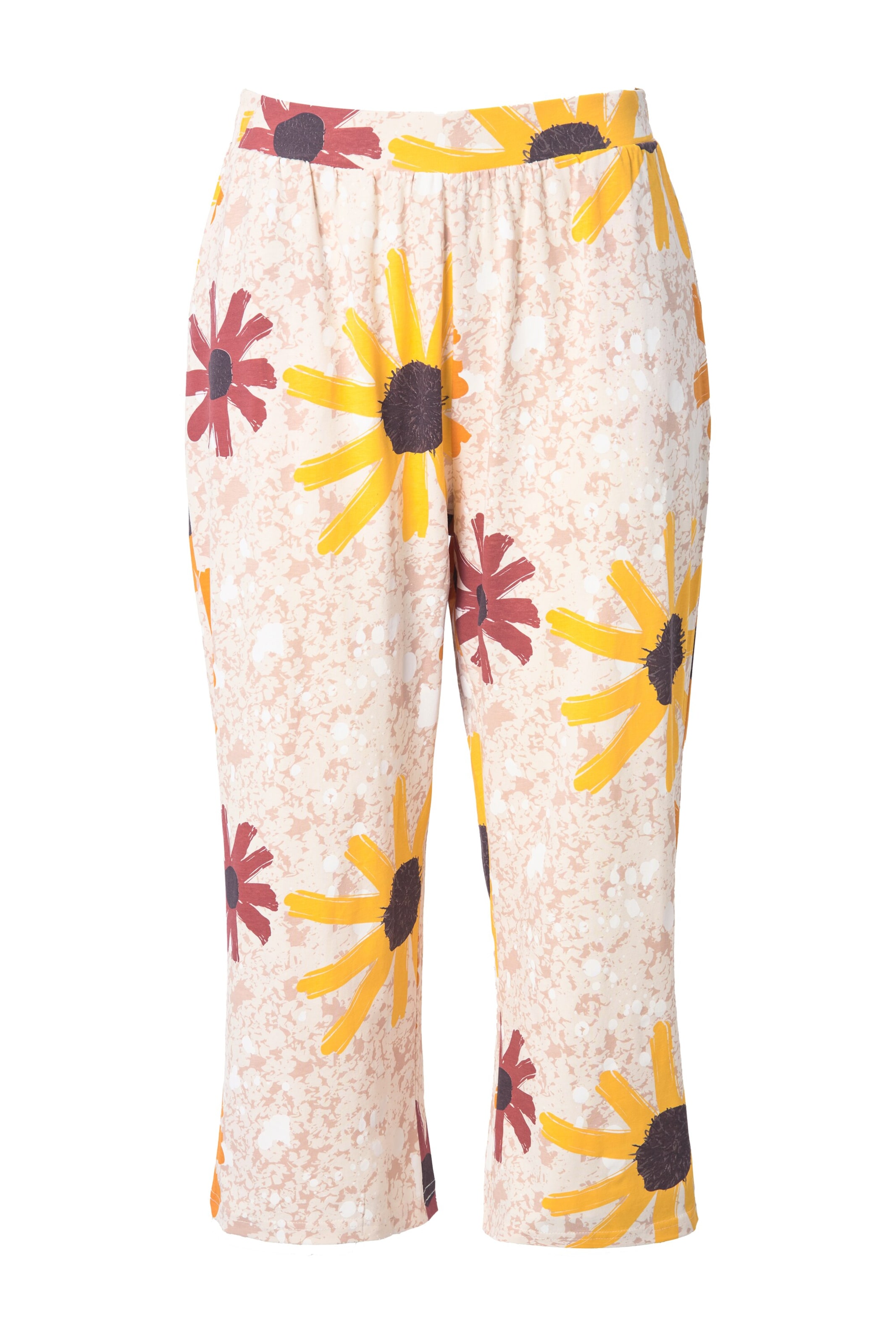 Ulla Popken Wide leg Broek in Beige: voorkant