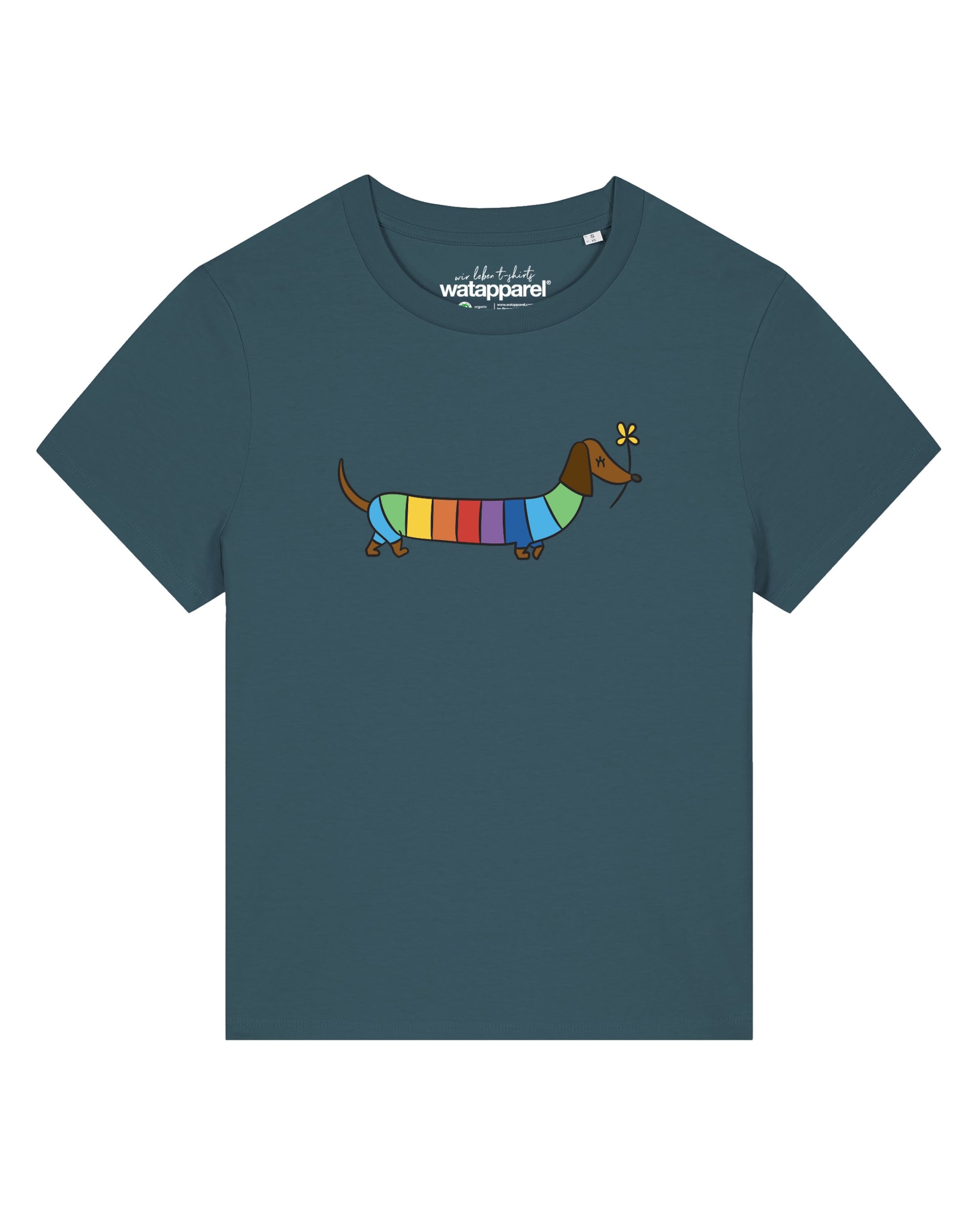 Watapparel Shirt 'Regenbogen Dackel' in Blue: front