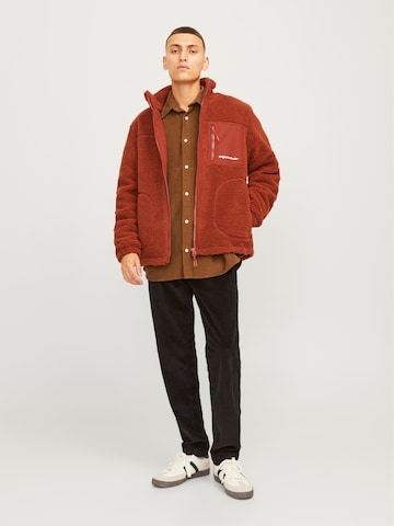 JACK & JONES Comfort fit Button Up Shirt 'JORBlicher' in Brown