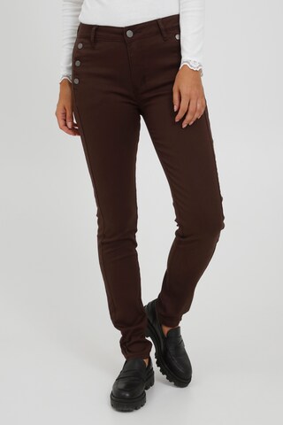 Fransa Slim fit Pants 'FRLOMAX 1' in Brown: front