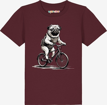 T-Shirt 'Mops auf Fahrrad' watabout.kids en rouge : devant