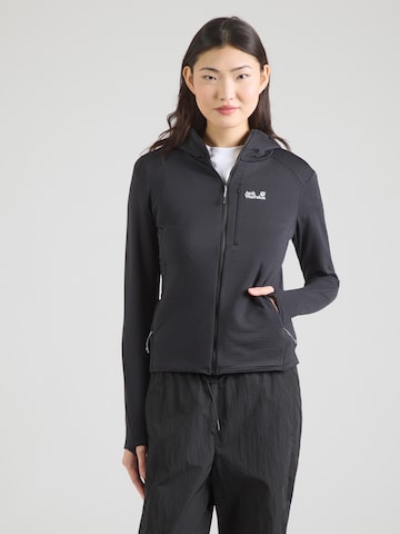 JACK WOLFSKIN Αθλητική ζακέτα φούτερ 'LITESTRIDE' σε μαύρο: μπροστά
