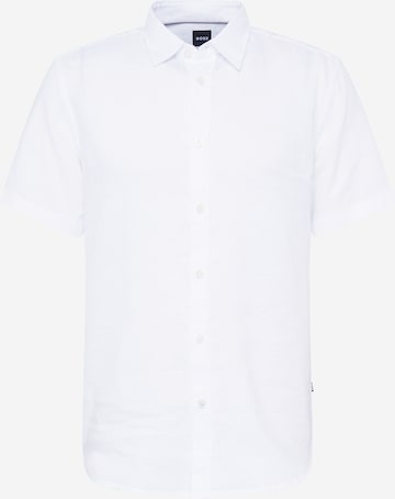 BOSS Black Button Up Shirt 'Ross' in White: front