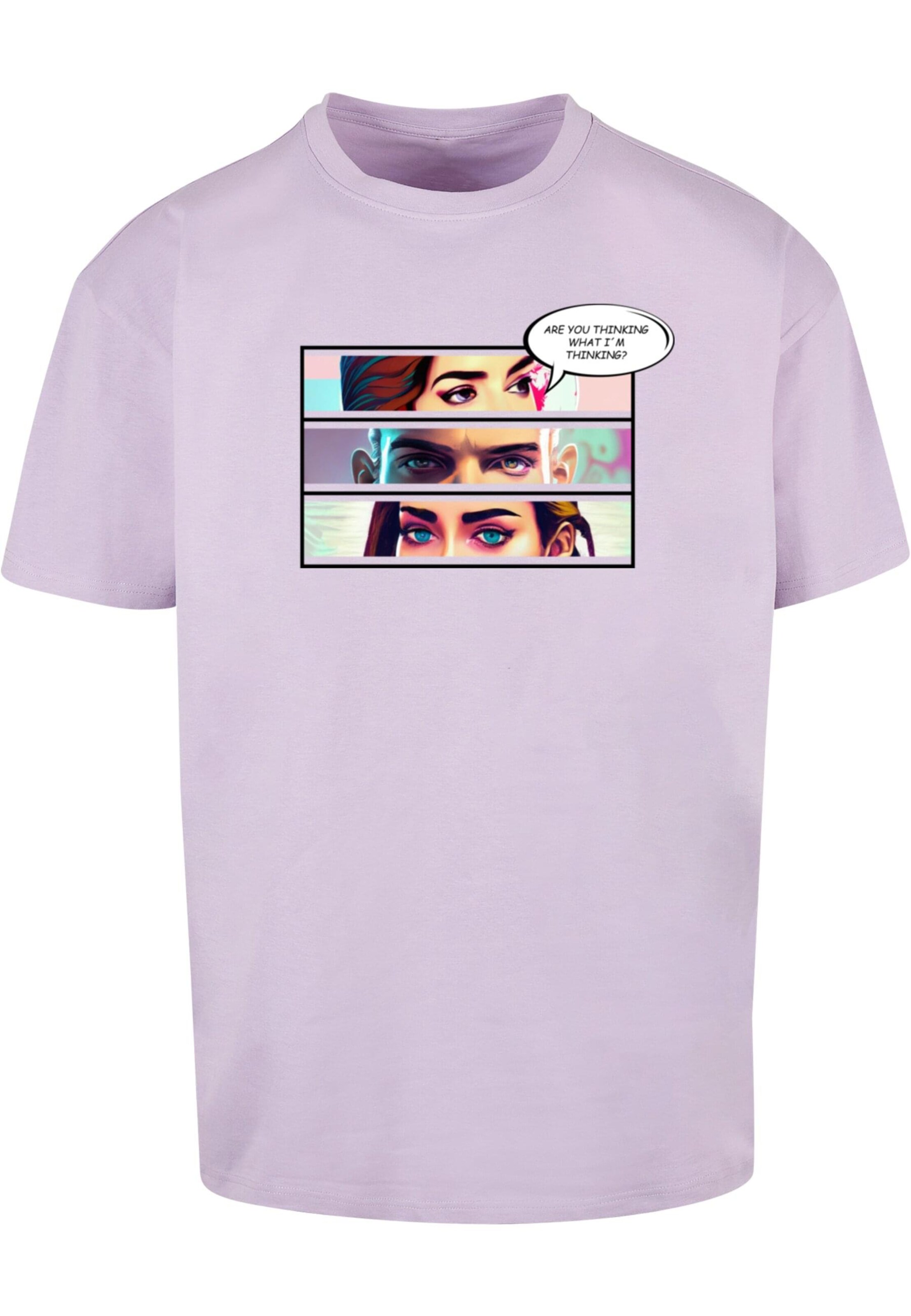 Merchcode Shirt 'Thinking Comic' in Purple: front