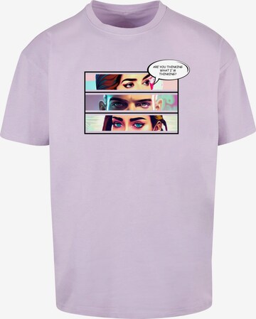 Merchcode Shirt 'Thinking Comic' in Purple: front