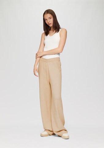 QS Wide leg Trousers in Beige: front