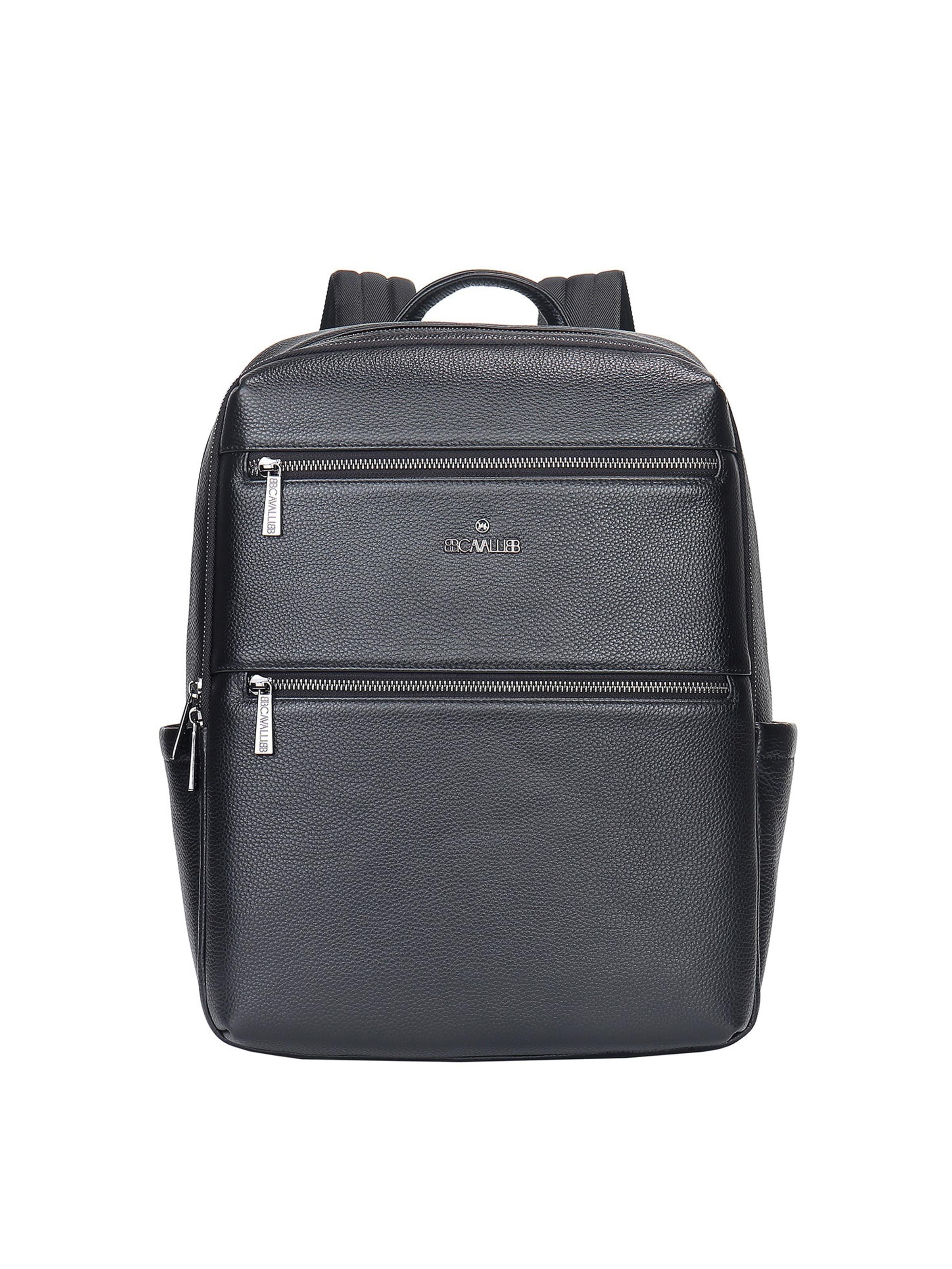 Zaino 'Zaino B Cavalli Vera Pelle Unisex 42x30x13 cm Chiusura Zip' di B. Cavalli in nero: frontale
