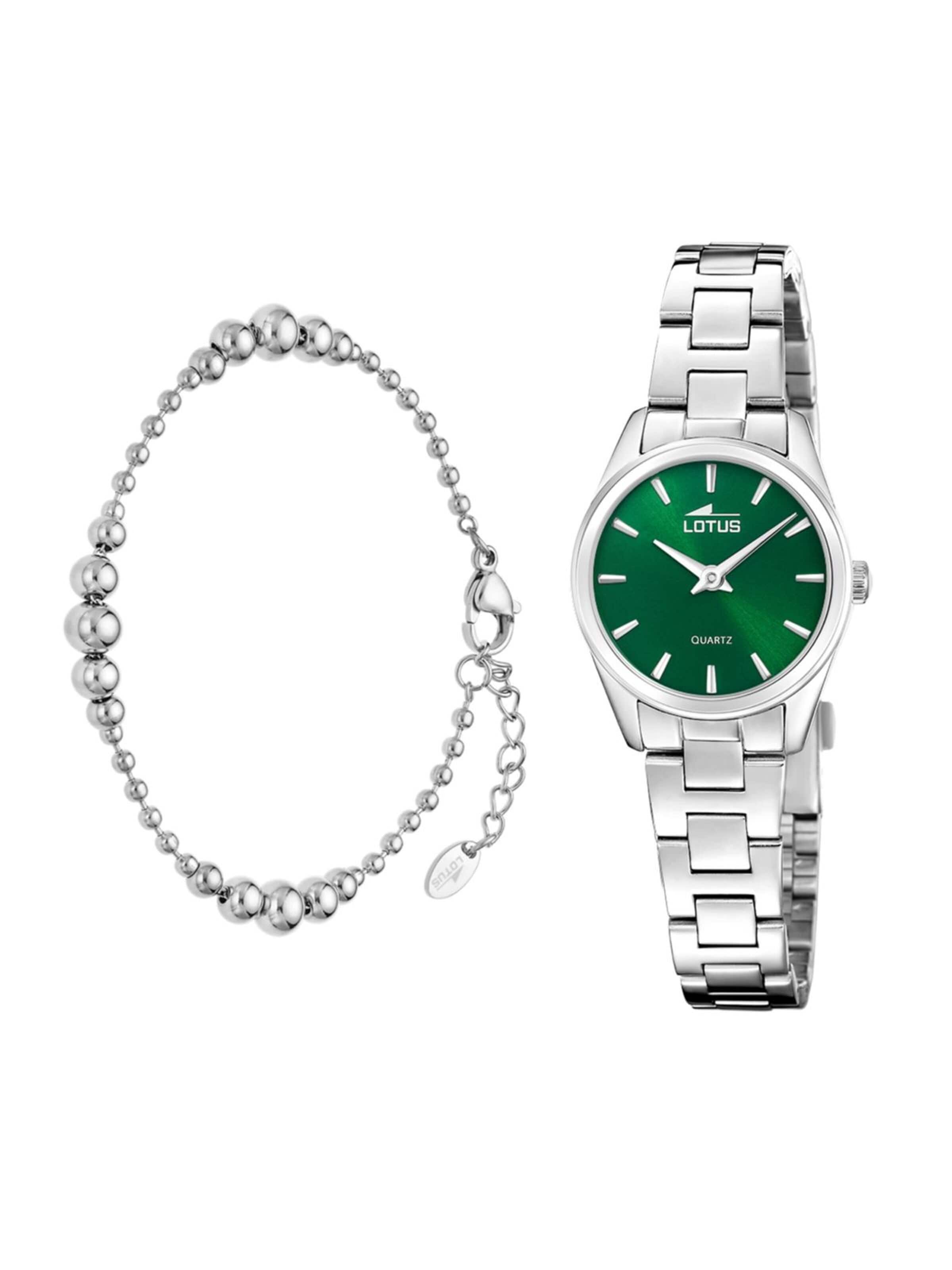 Montre à affichage analogique Lotus en vert : devant