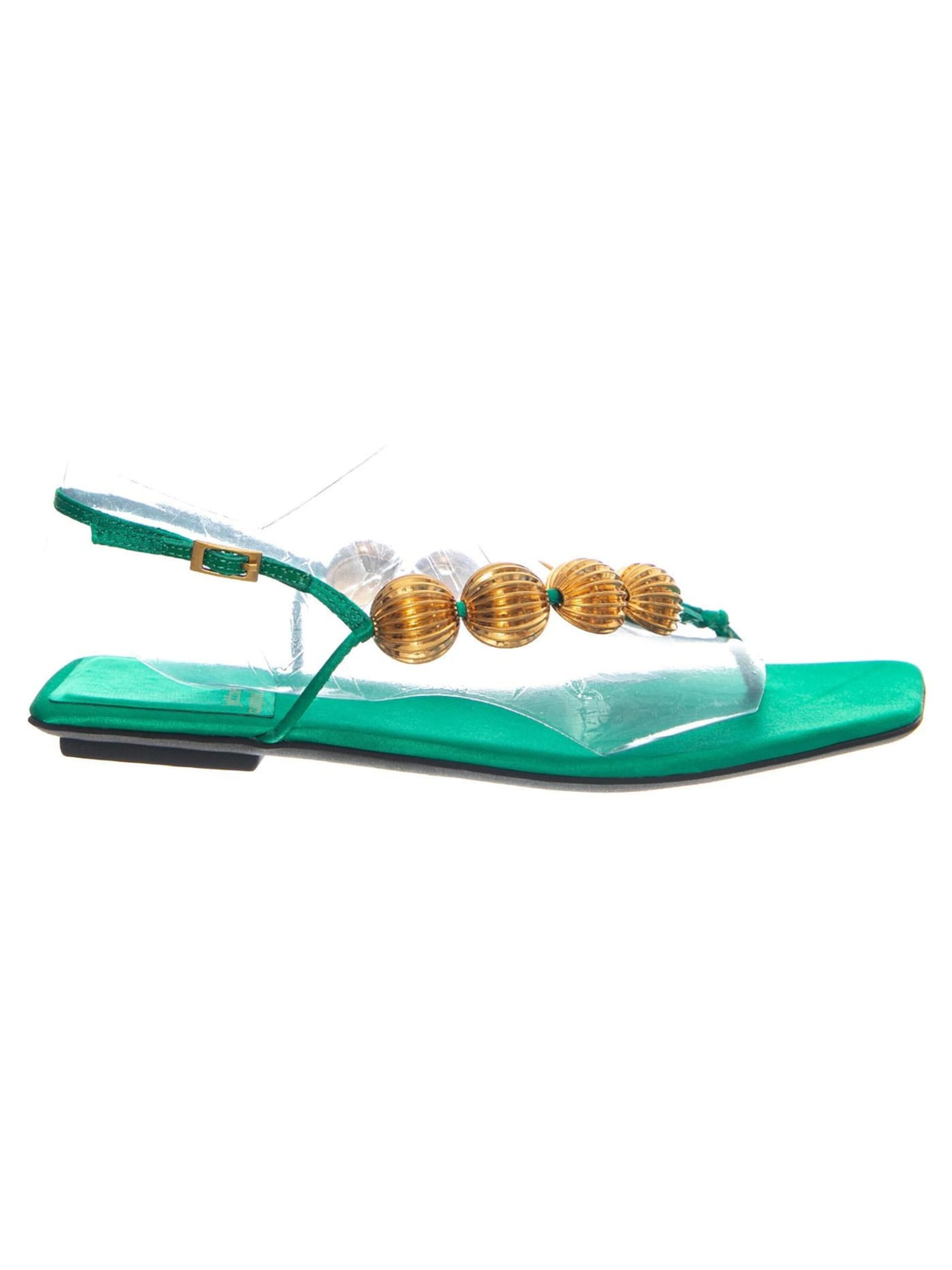 Jeffrey Campbell Sandale 'YUCATAN GREEN SATIN GOLD'‌‌‌‌‌ in Grün: Vorderseite
