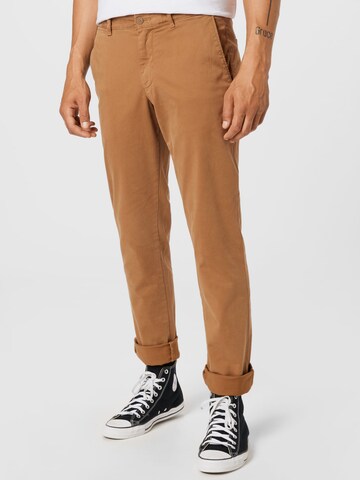 Coupe slim Pantalon chino TOMMY HILFIGER en marron : devant