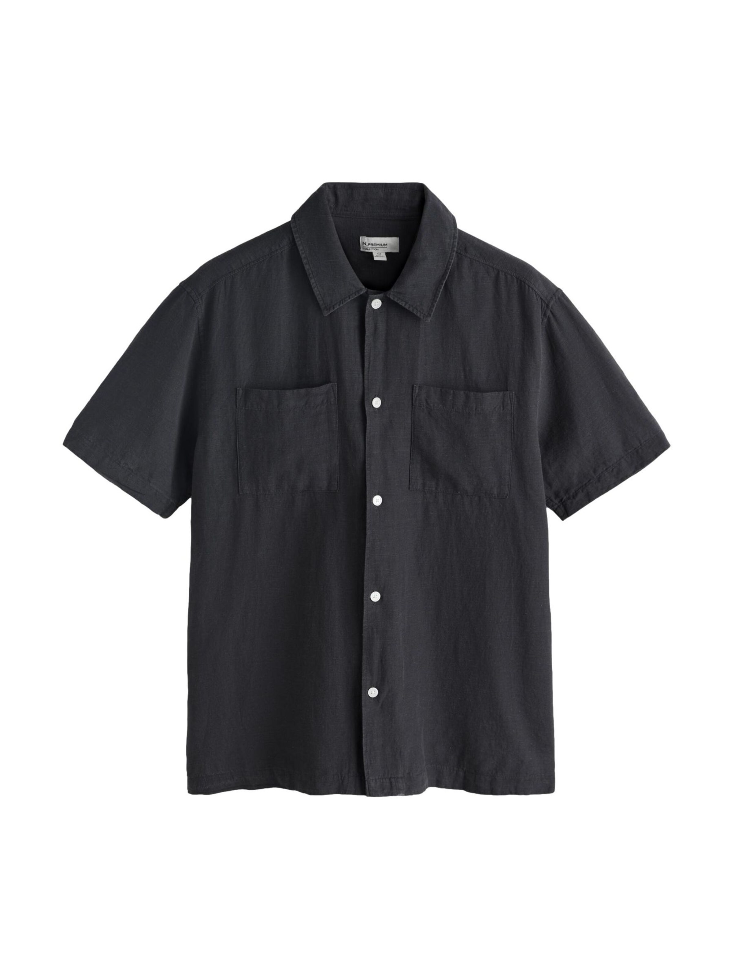 Next Comfort fit Button Up Shirt in Black: front