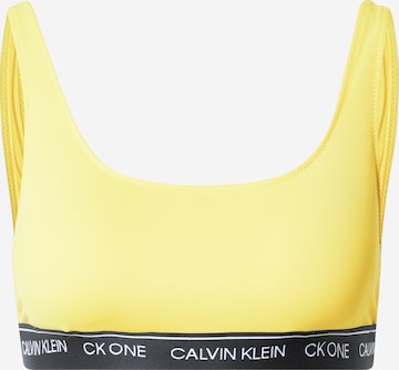 Calvin Klein Swimwear Bikini Top in Yellow: front