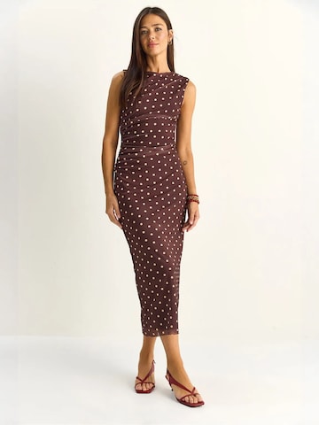Bianco Lucci Midi Kleid in Braun: Vorderseite