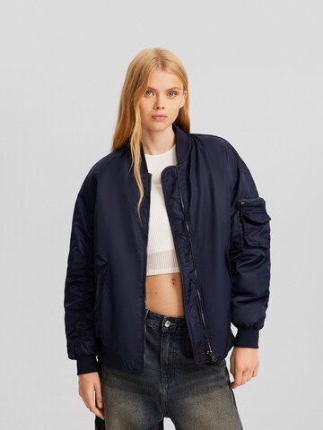 Bershka Between-Season Jacket in Blue: front