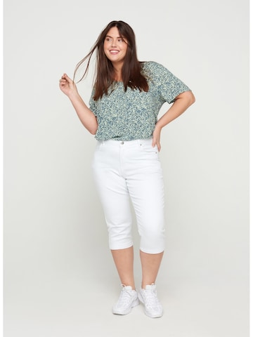 Zizzi Regular Jeans 'Emily' in Wit: voorkant