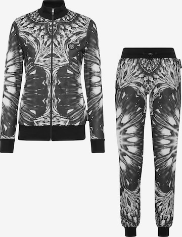 Plein Sport Tracksuit 'Optical Flower' in Black: front