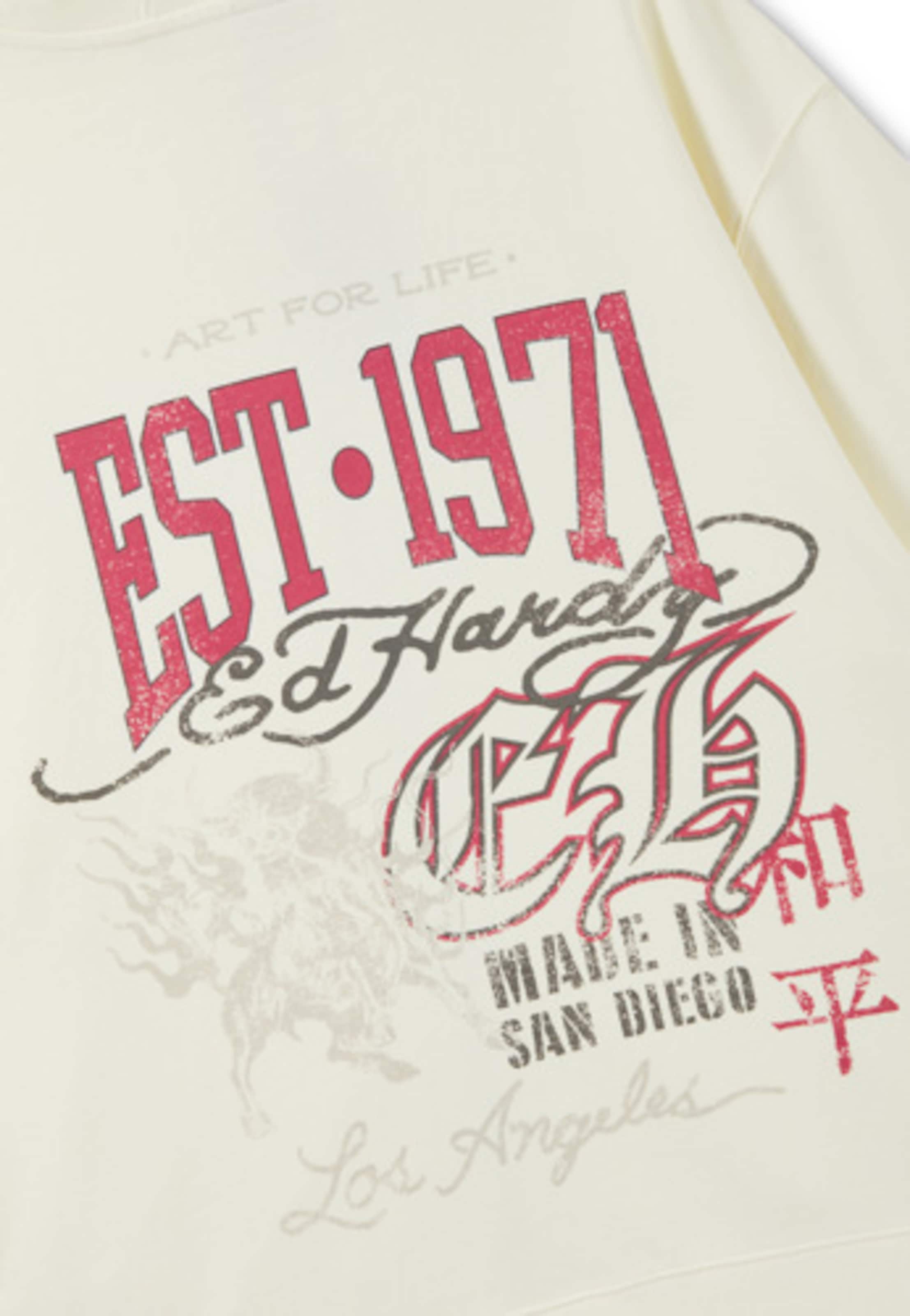 Ed Hardy Кофта на молнии 'Art For Life' в Бежевый