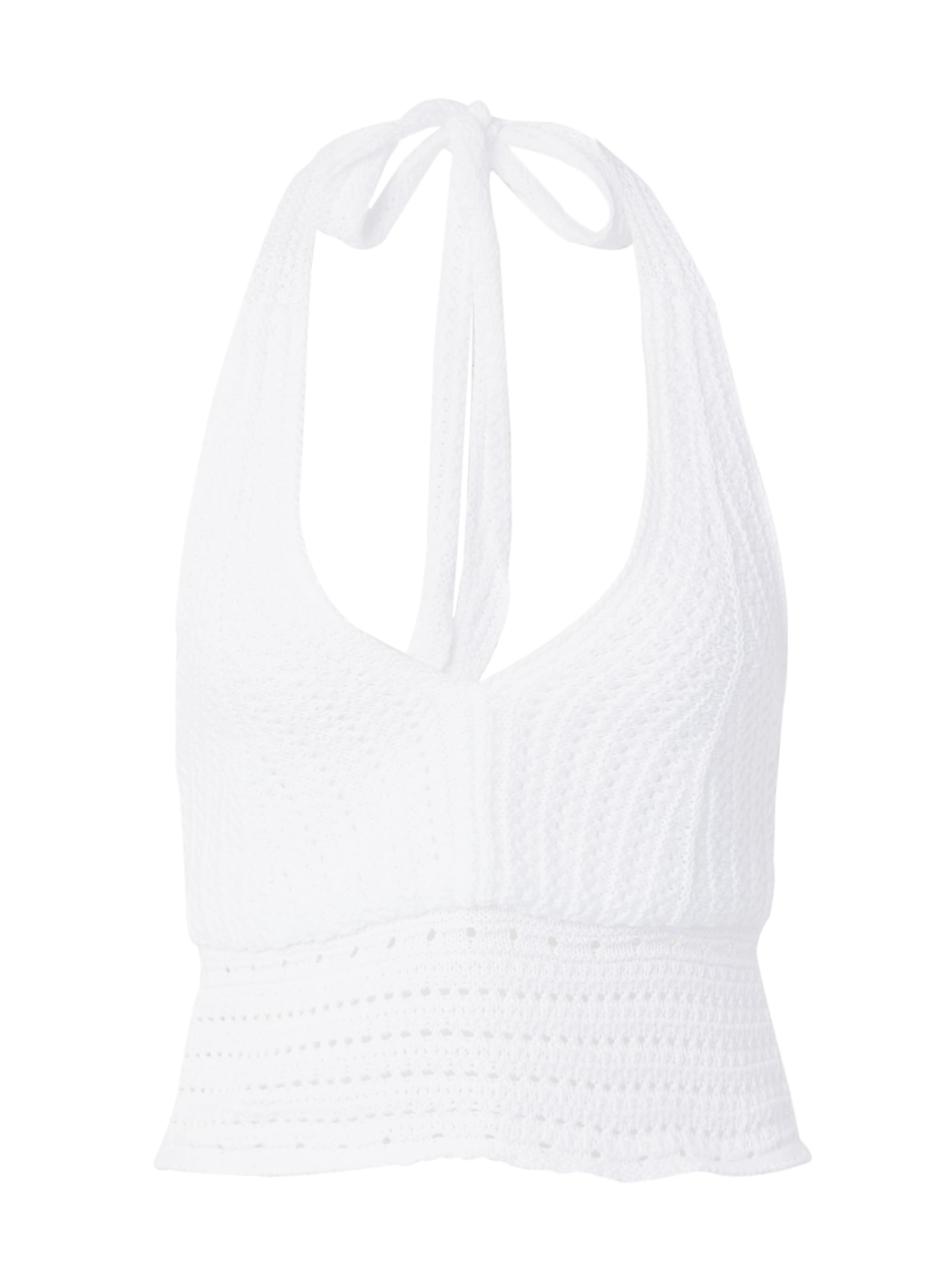 HOLLISTER Плетен топ в бяло: отпред