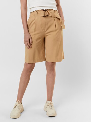 VERO MODA Wide leg Pleat-front trousers 'Orla' in Brown: front