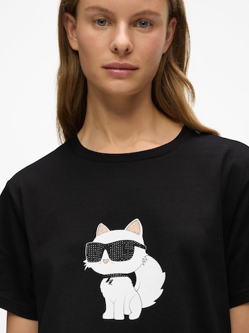 Karl Lagerfeld Schlafshirt 'Ikon Rhinestone' in Schwarz