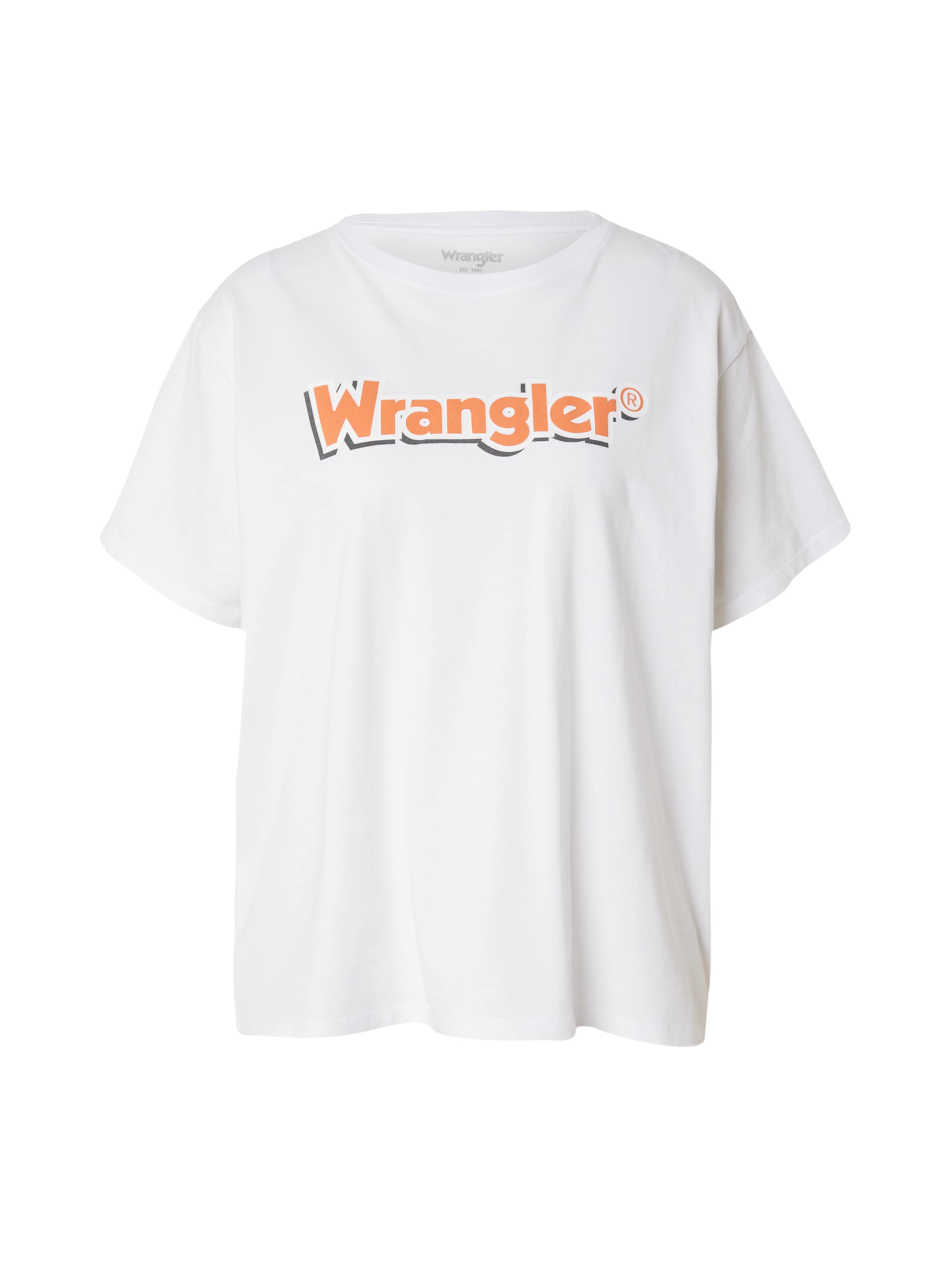 balta WRANGLER Marškinėliai 'GIRLFRIEND': priekis