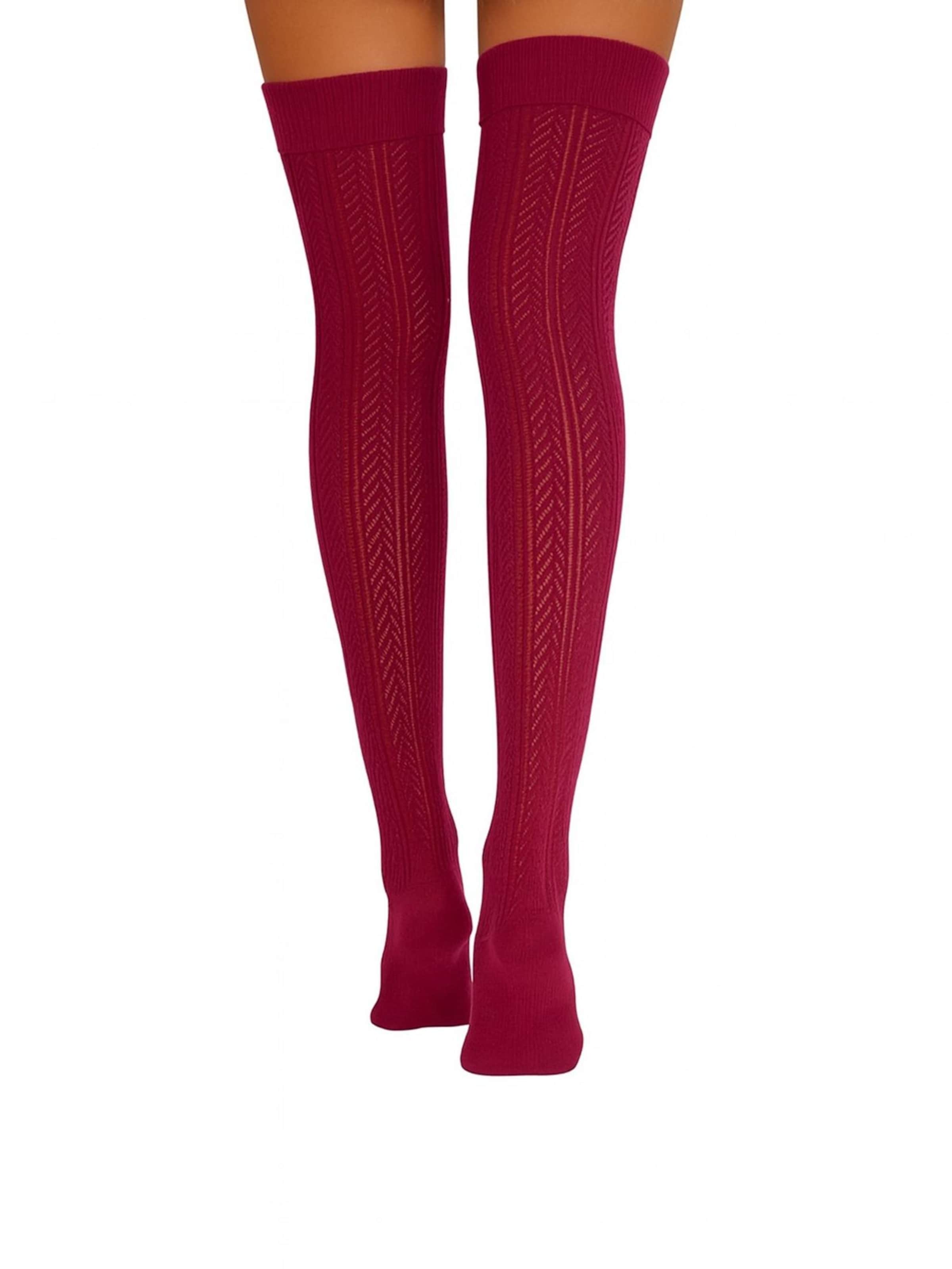 Lycille Over the Knee Socks in Red