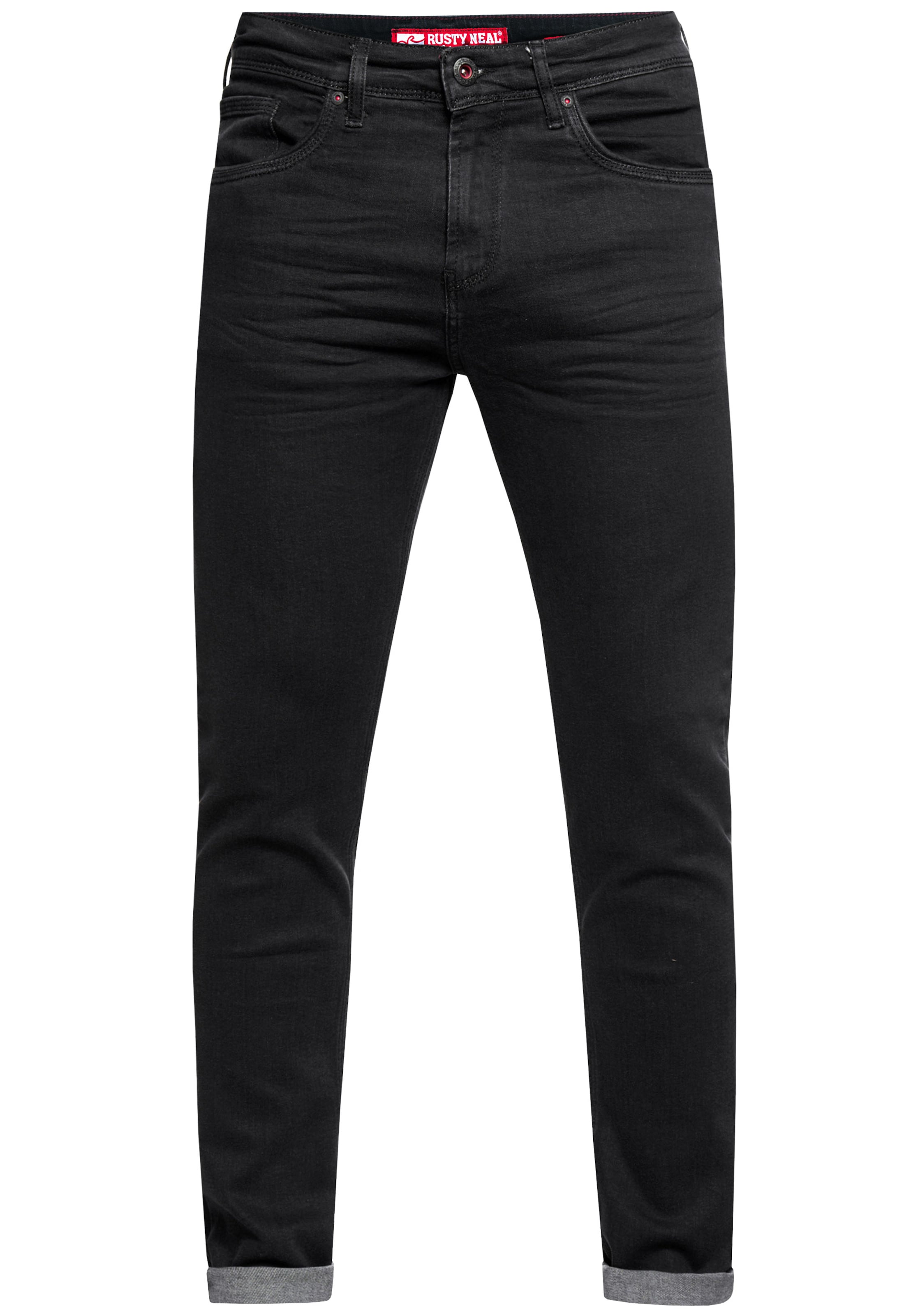 Rusty Neal Slimfit Jeans 'MELVIN' in Zwart: voorkant