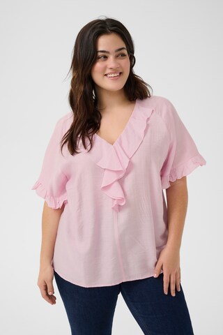 KAFFE CURVE Blouse in Roze: voorkant