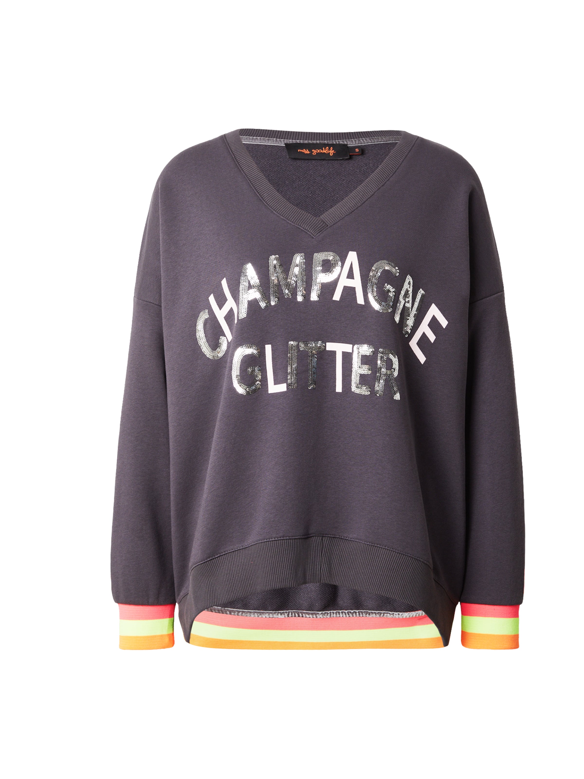 Felpa 'Champagne Glitter' di miss goodlife in grigio: frontale