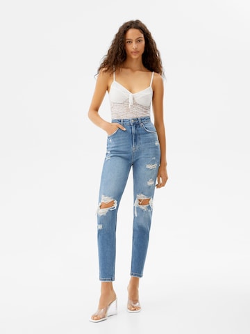 Bershka Avsmalnet Jeans i blå