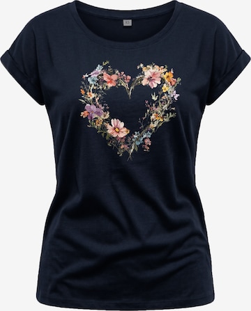 MAKAYA Shirt 'Blumenherz' in Blue: front