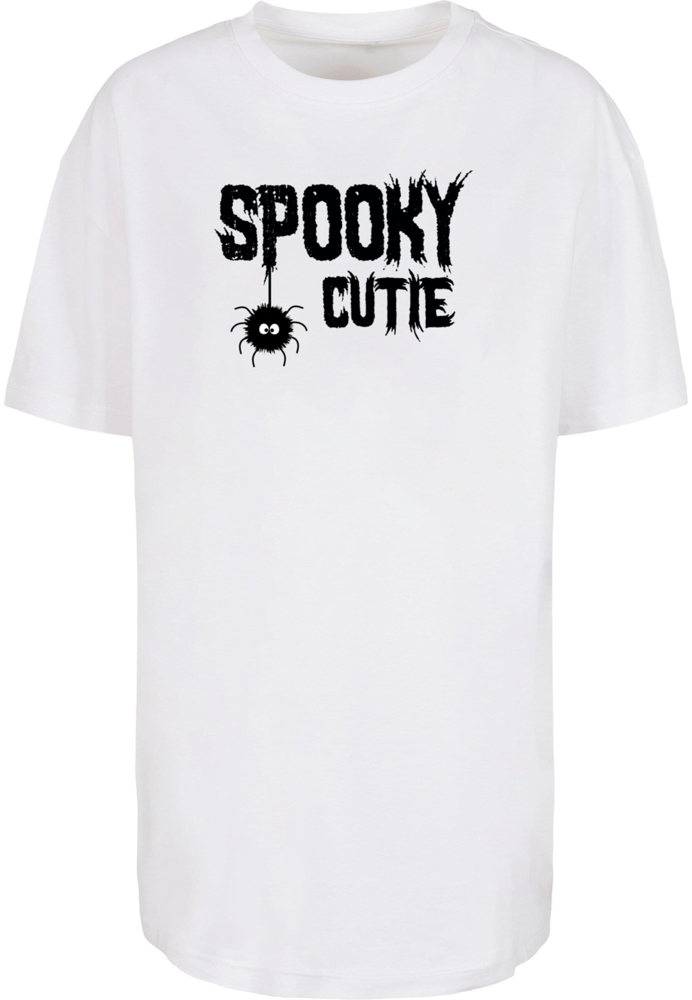 Merchcode Oversized shirt 'Halloween - Spooky Cutie' in Wit: voorkant