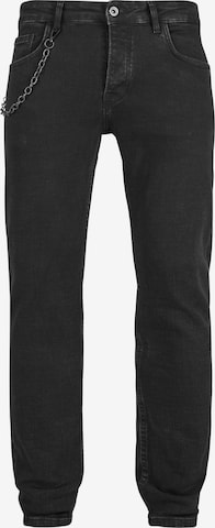 2Y Premium Tapered Jeans in Black: front