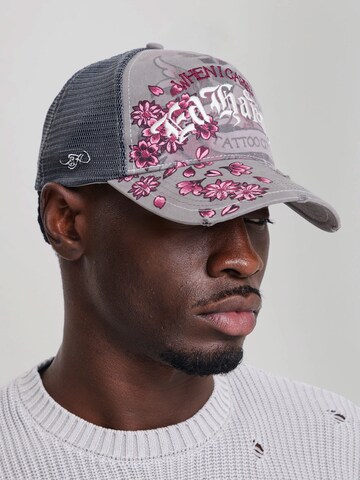 Ed Hardy Kšiltovka 'Floral Tattoo City Vintage' – šedá