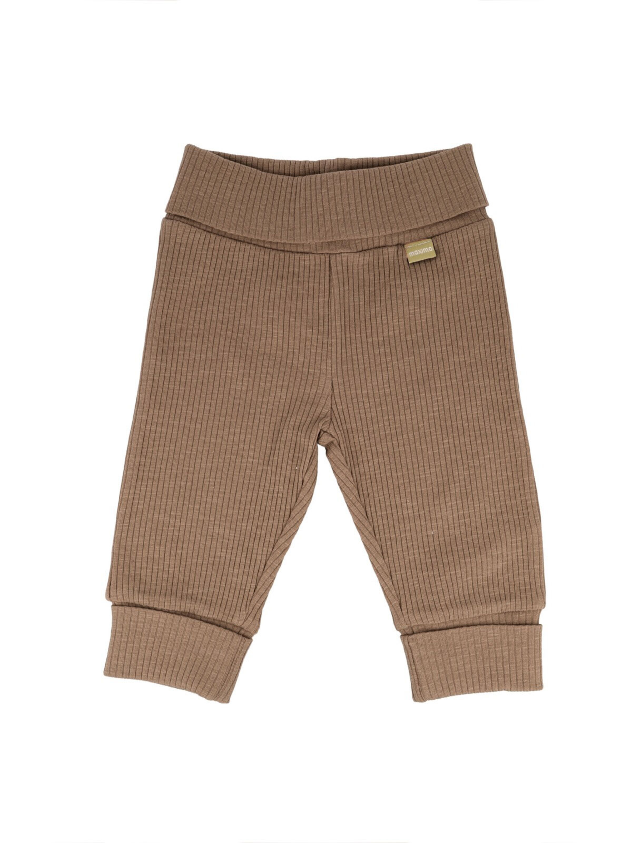 MAXIMO Regular Pants 'BABY-Leggings, Rippjersey zum Mitwachsen' in Brown: front