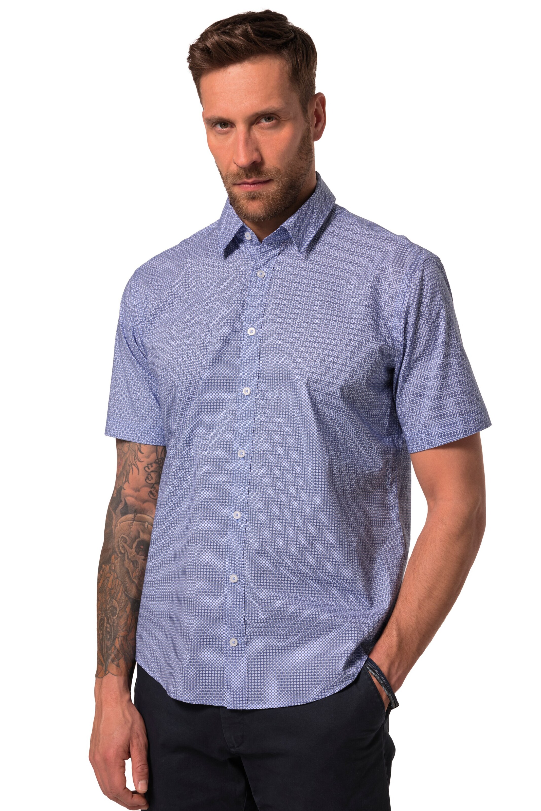 JP1880 Regular fit Overhemd in Blauw: voorkant