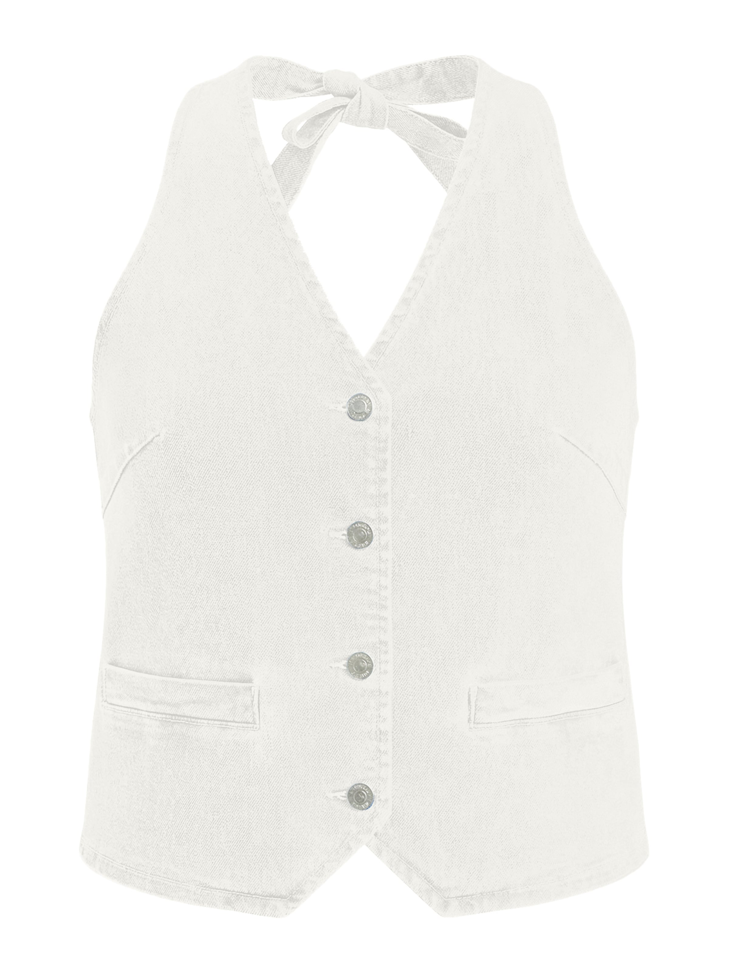 Imily Bela Мъжка елек за костюм в бяло: отпред