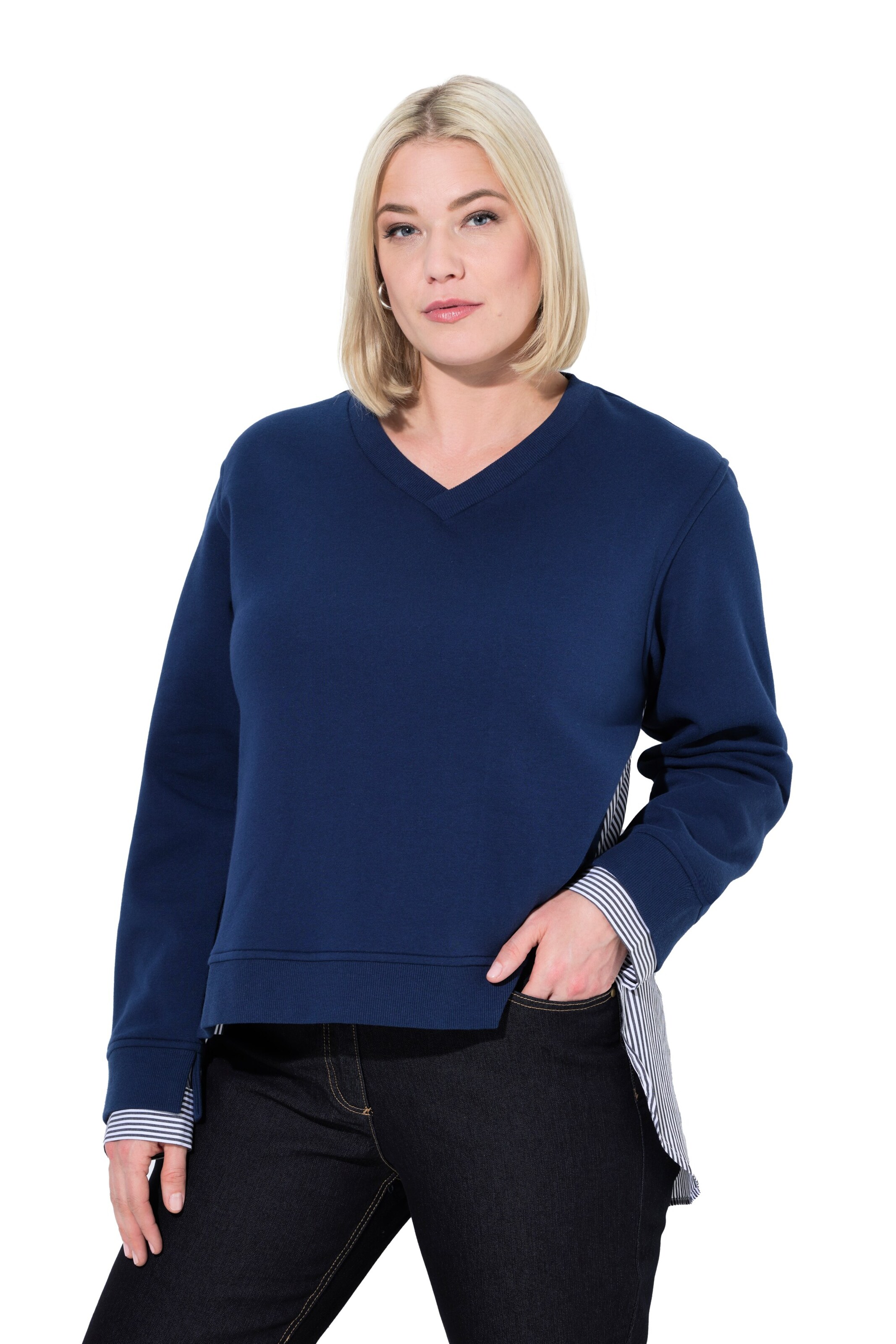 Ulla Popken Sweatshirt in Blauw: voorkant