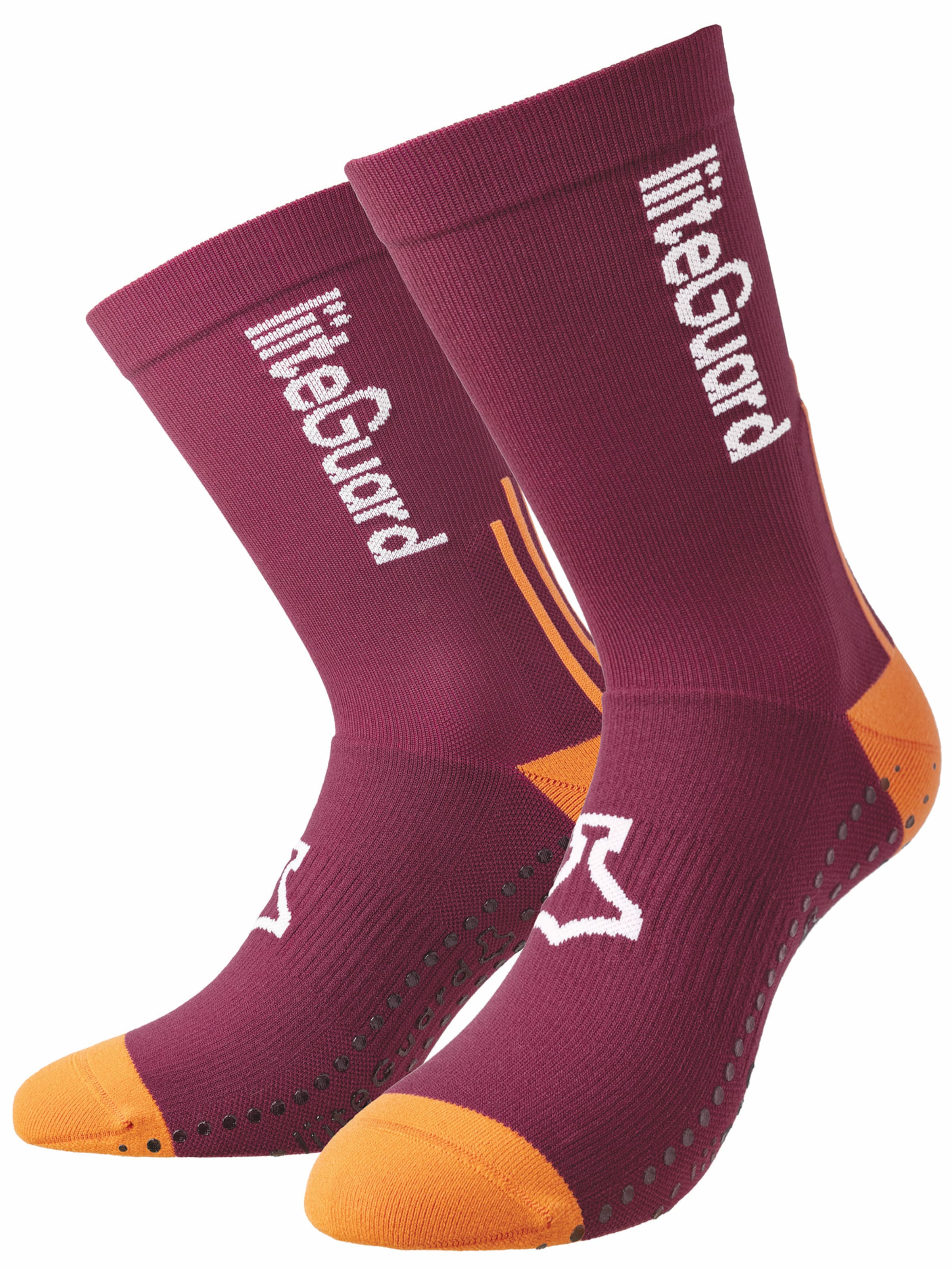 liiteGuard Chaussettes de sport 'Pro-Tech' en orange / bordeaux / blanc, Vue avec produit