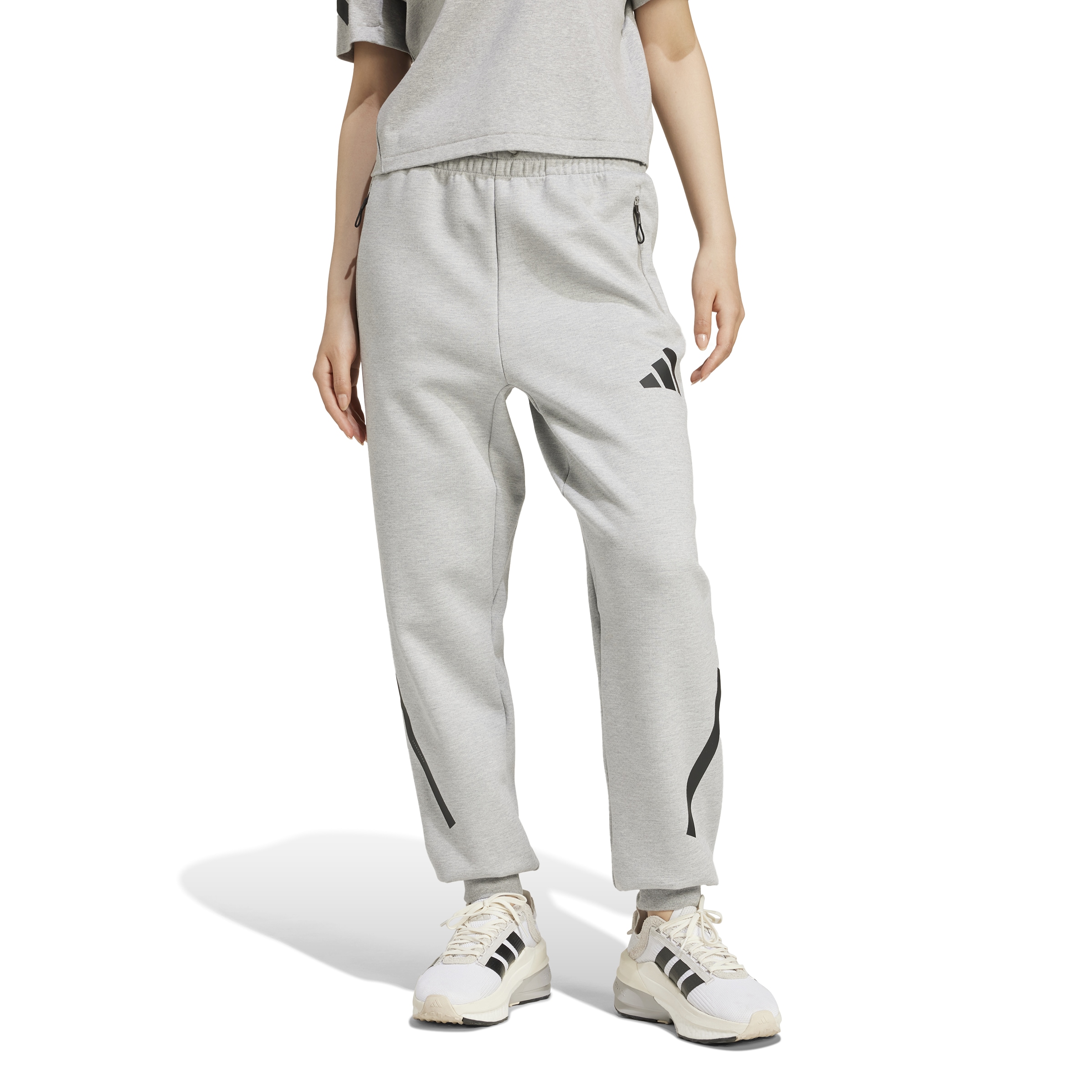 Effilé Pantalon de sport 'Z.N.E.' ADIDAS SPORTSWEAR en gris : devant