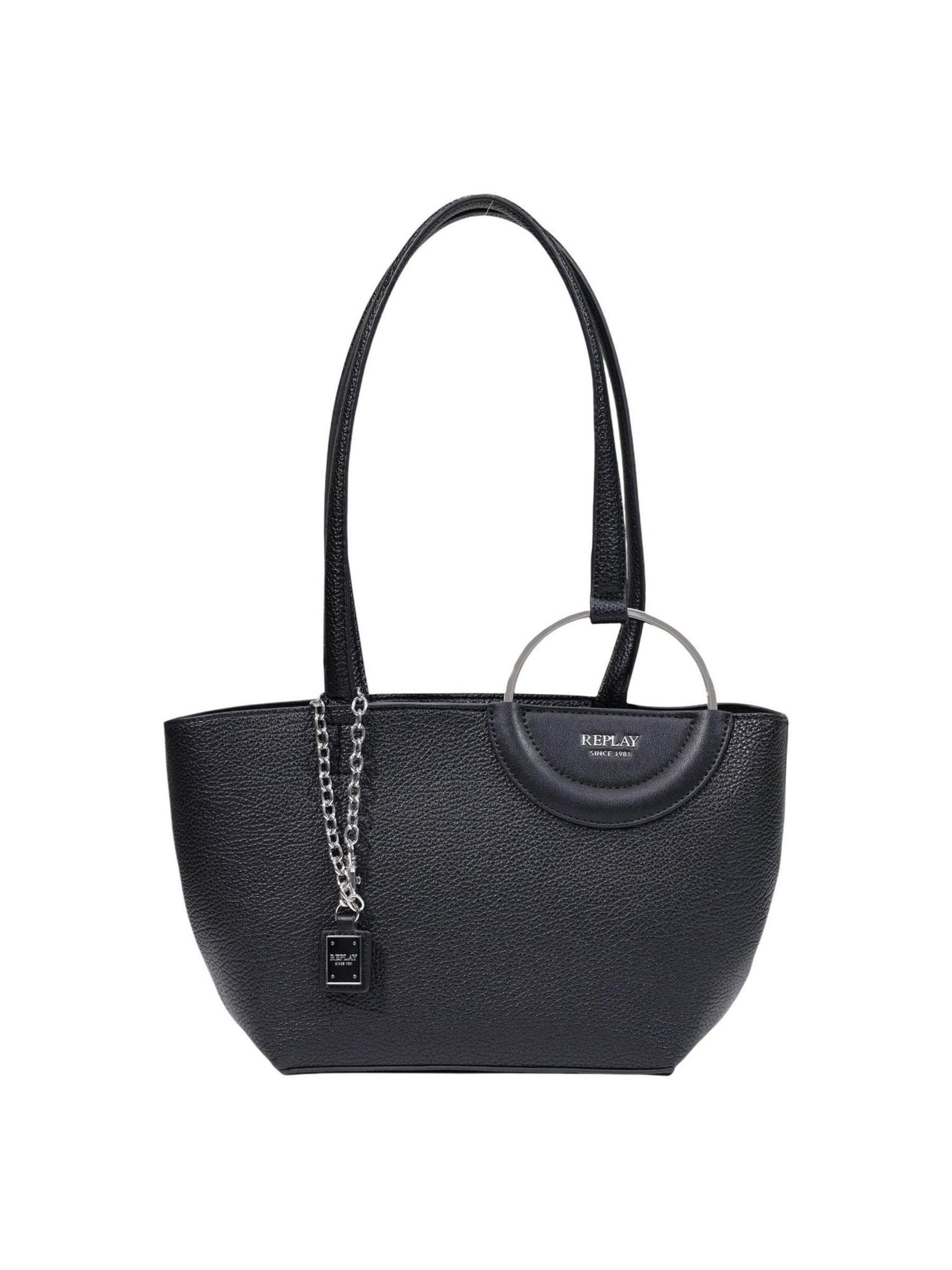 REPLAY - Bolso de hombro 'HAMMERED SYNTHETIC FW01C7.000.A7243S' en negro: frente